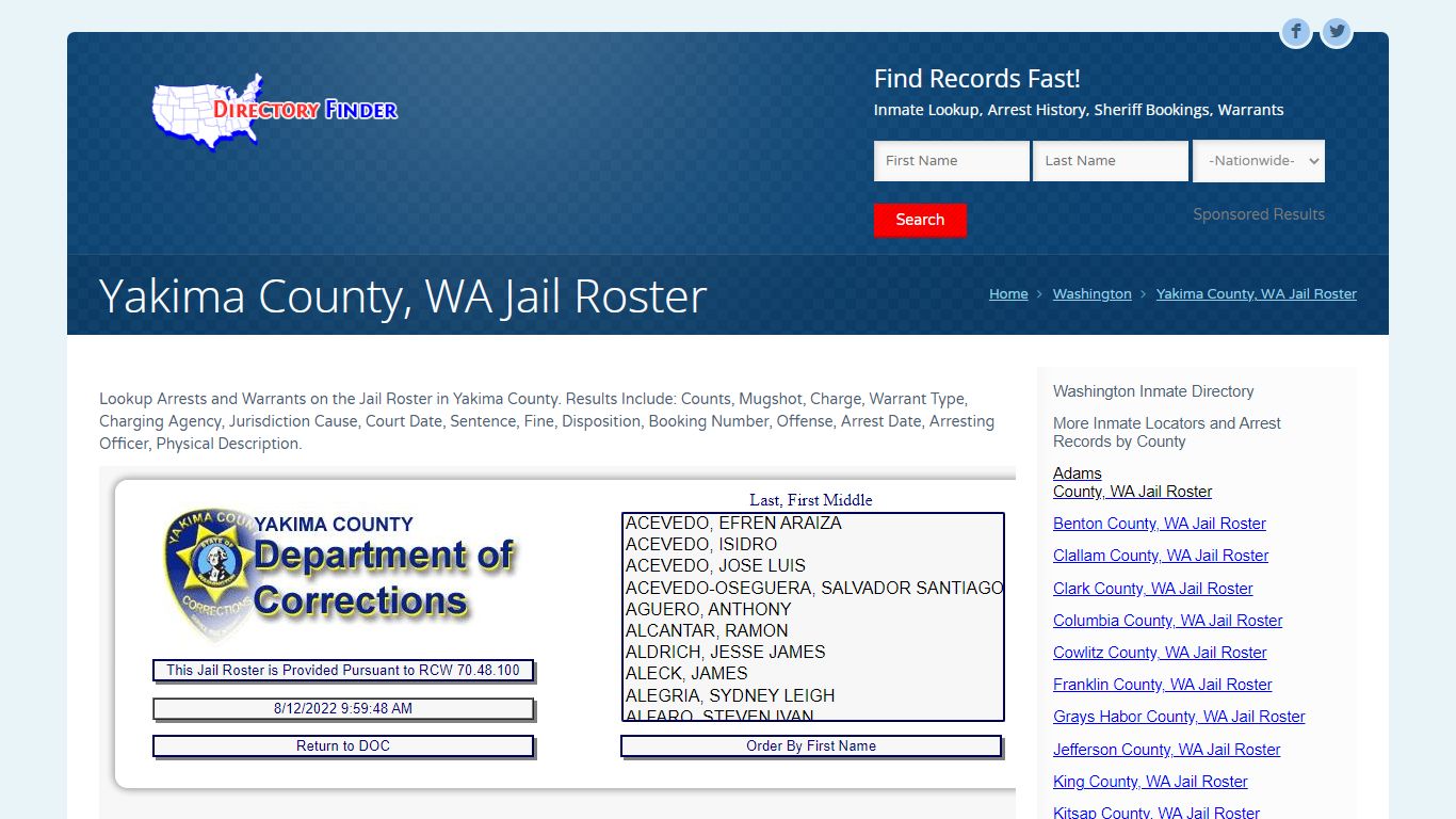 Yakima County, WA Jail Roster | People Lookup